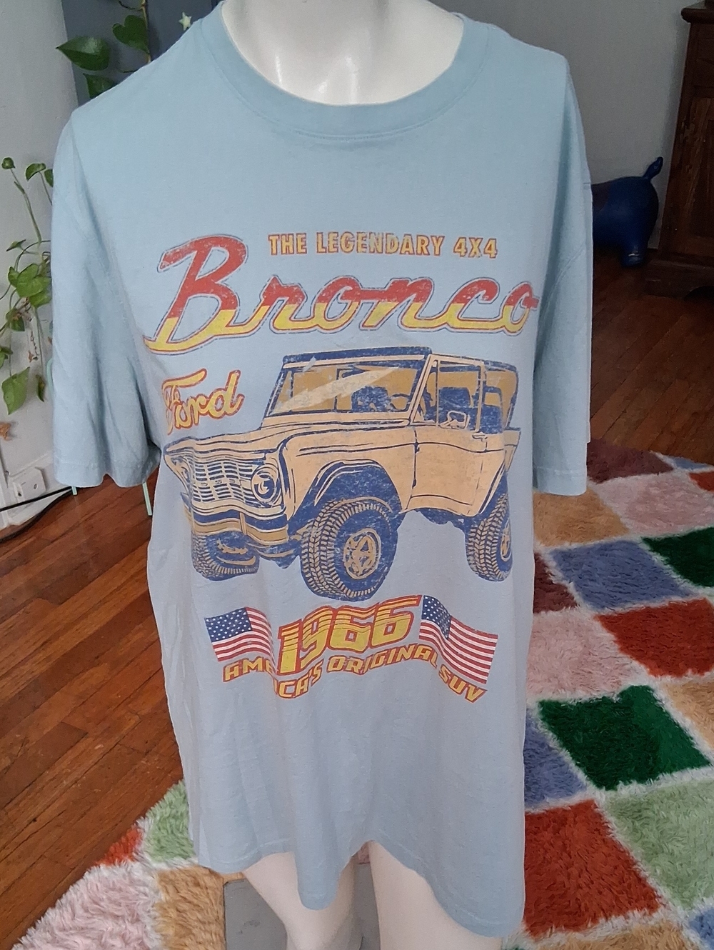Goodfellow & Co Light Blue Bronco Graphic Tee